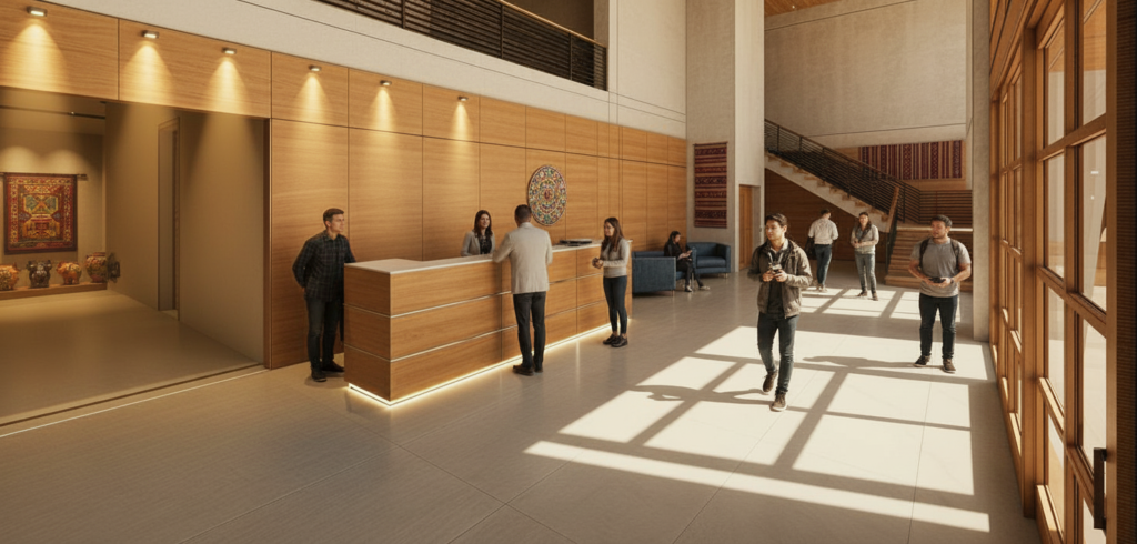 Home render a house modern lobby with reception desk nov 7th